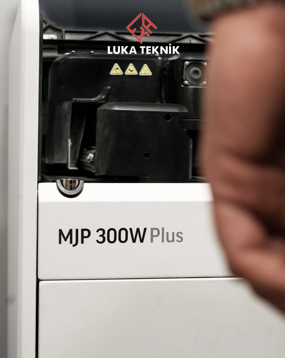 Close-up of a 3D Systems ProJet MJP 300W Plus printer